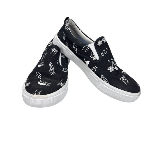 Old Navy Black Graphic Slip-On Shoes Space-Themed Print Canvas Upper Comfortable - Picture 6 of 9